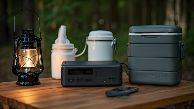 Camping battery bank with devices