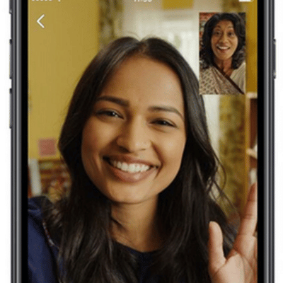 two person talking on video call