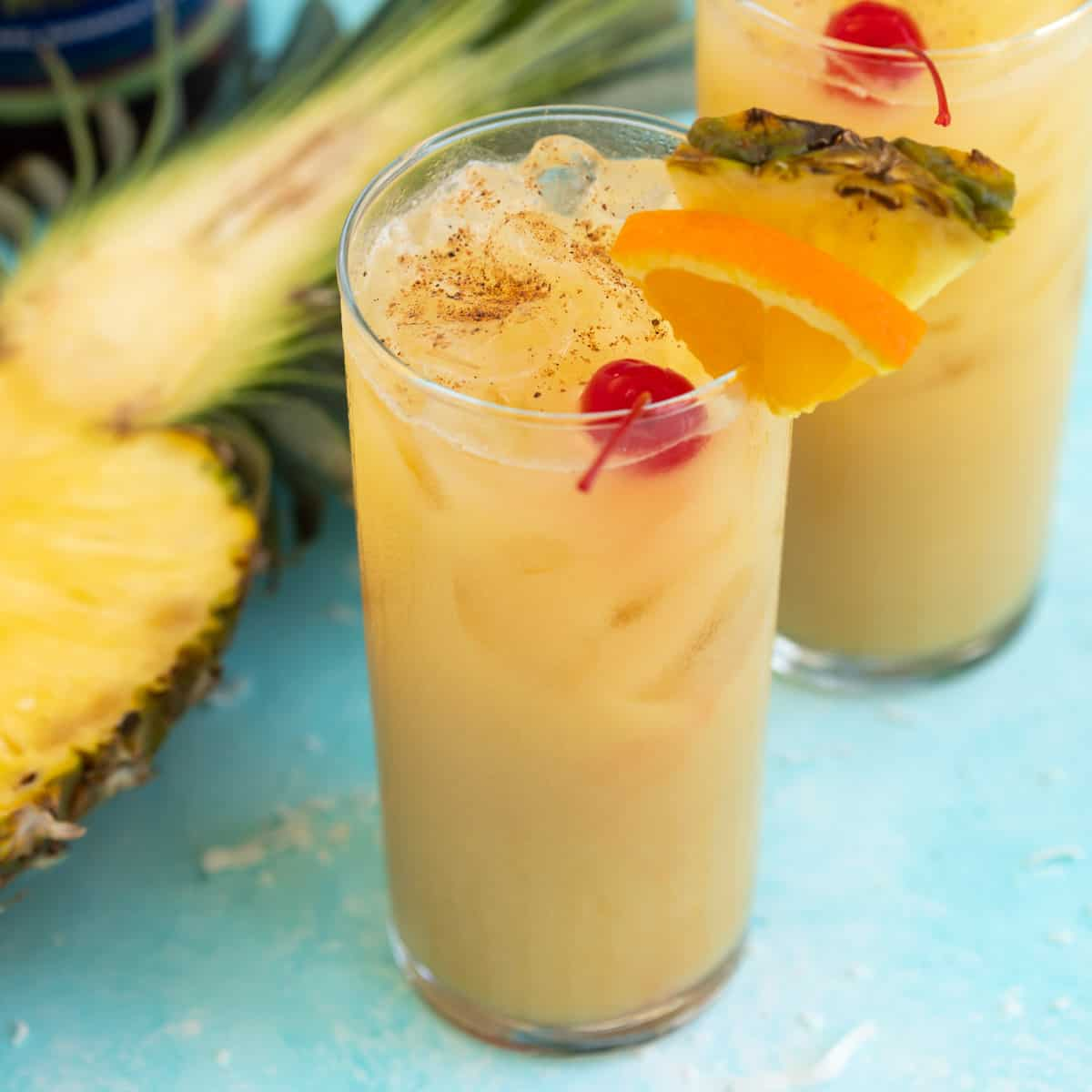 ropical rum cocktail with garnish