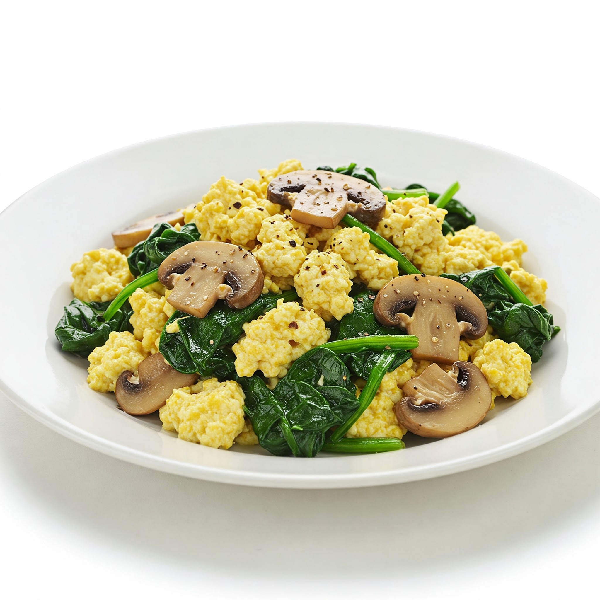 Paneer Scramble with Spinach and Mushrooms