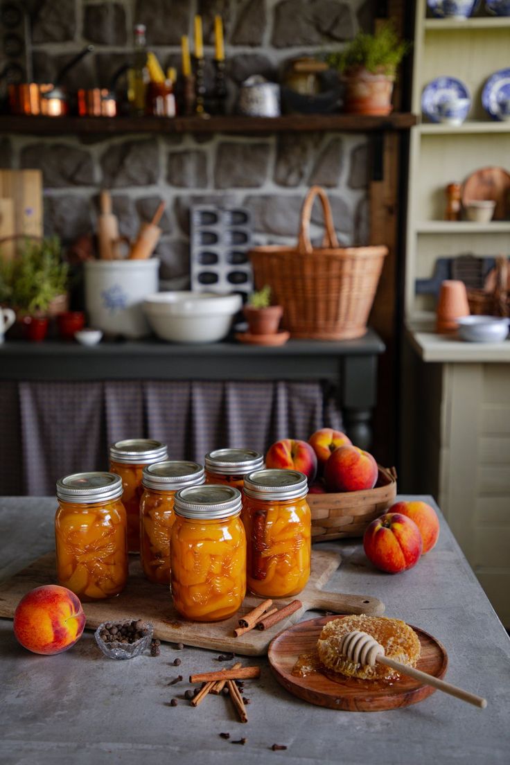 canned honey spice peaches
