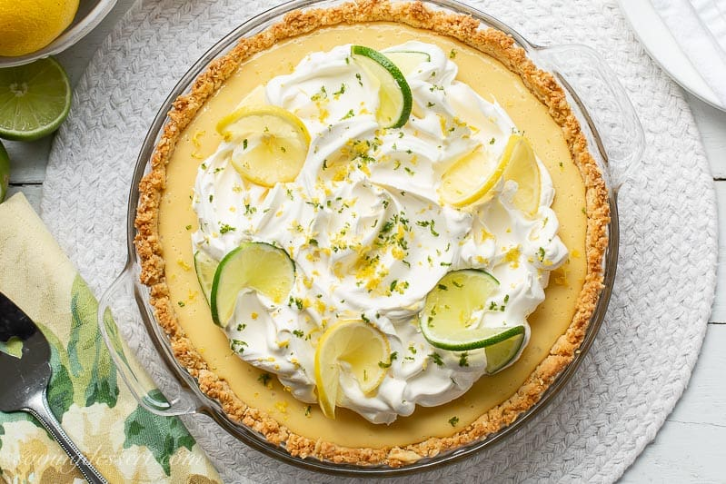 Lemon pie slice with cracker crust