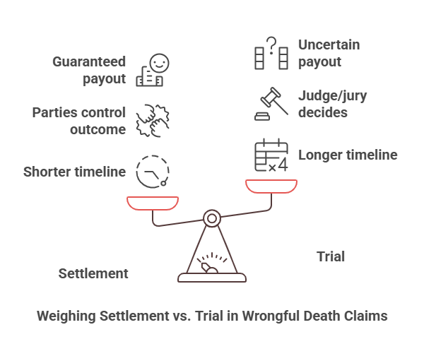 Infographic of Weighing Settlement vs. Trial in Wrongful Death Claims