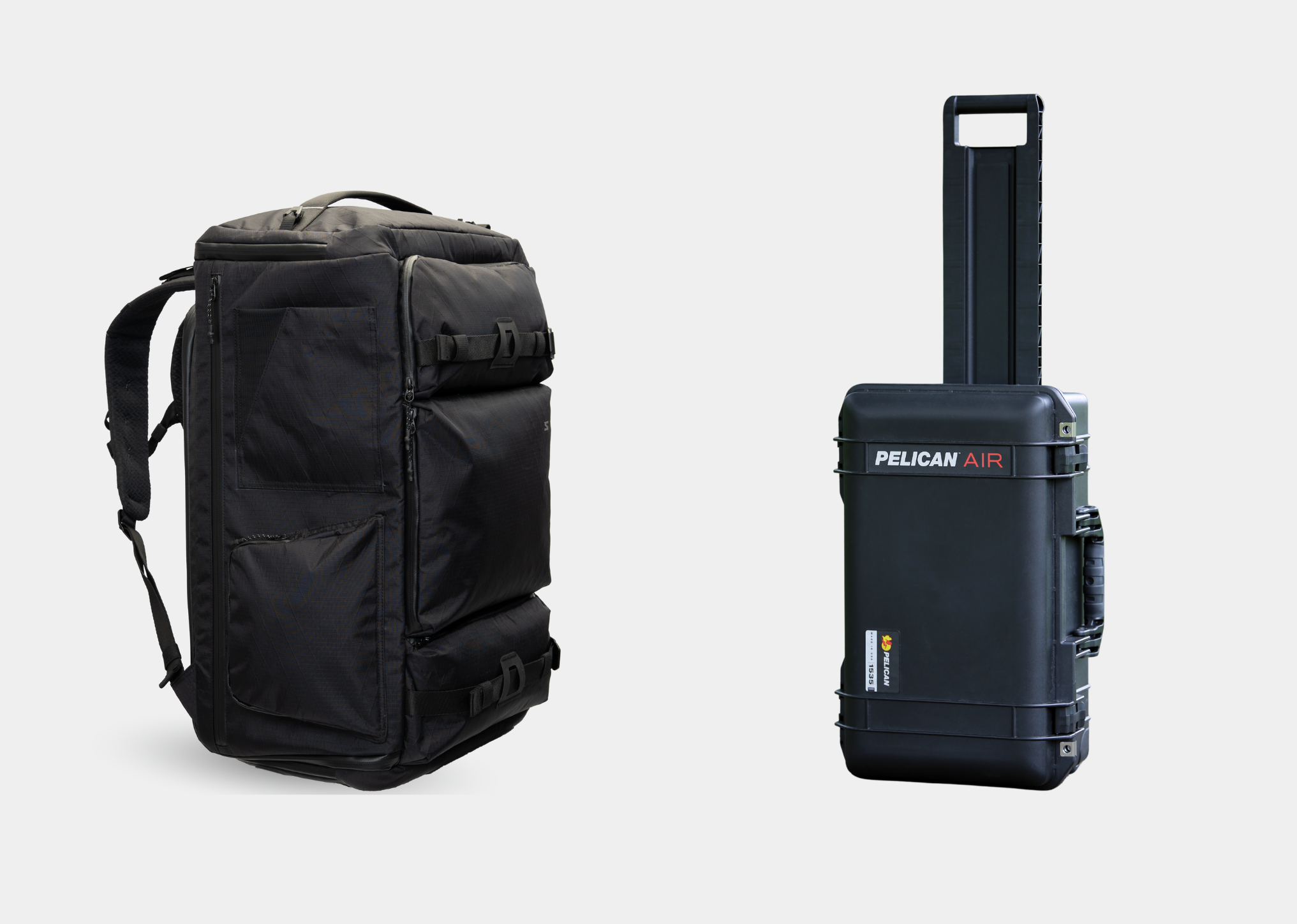 Comparison YKK zippers, Nylon Material Camera Gear Backpack vs Pelican Air Hard Camera Cae Protection and Durability: Pelican Hard Case Camera Gear and Large Weatherproof YKK Zipper Sakpack V2