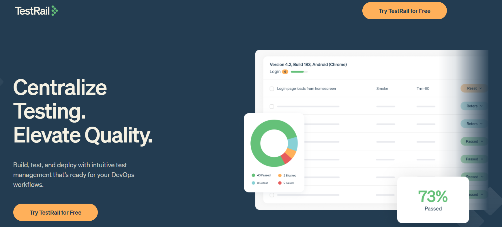 Testrail homepage 