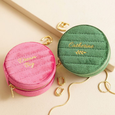 Personalised Mini Round Travel Jewellery Case