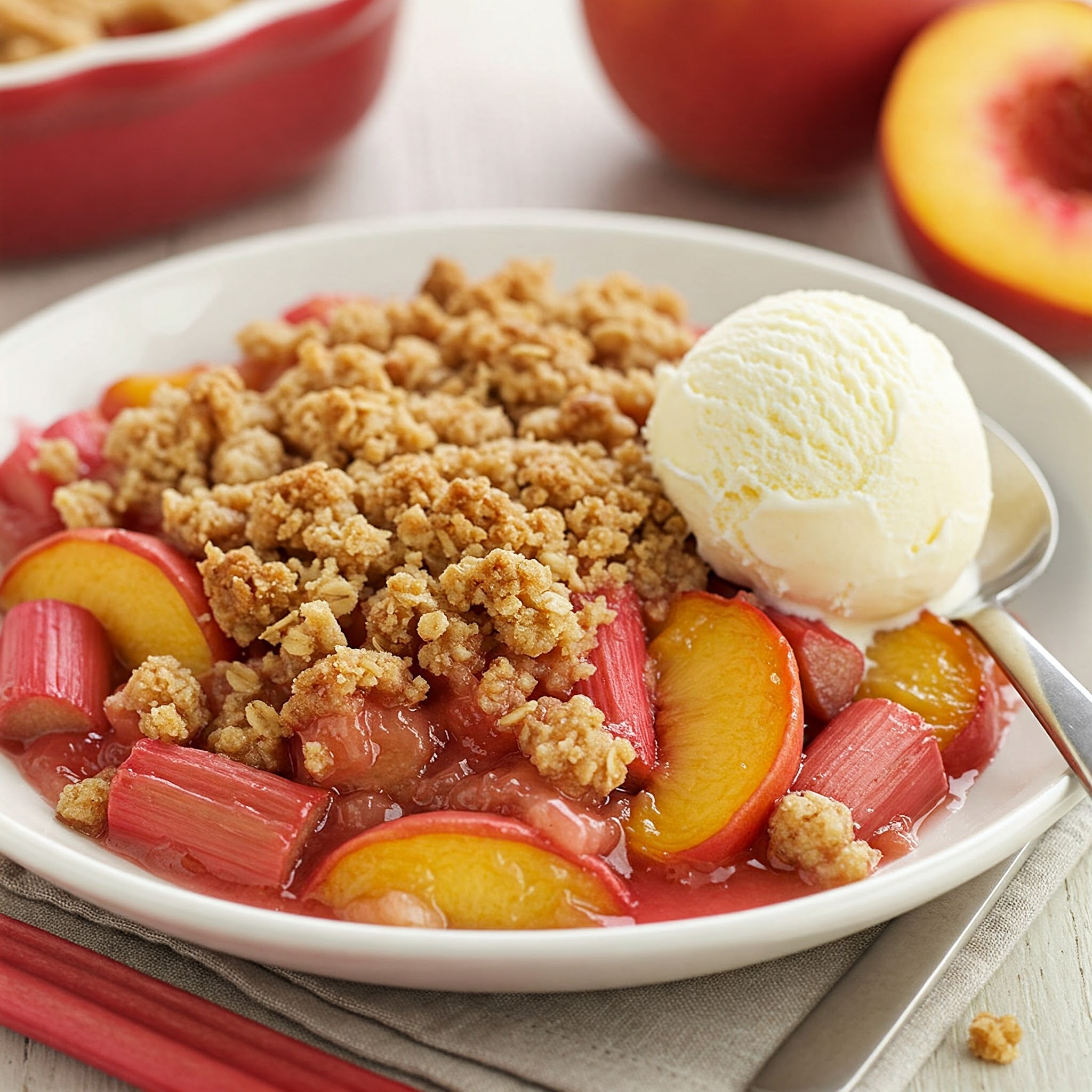 Rhubard-peaches crisp