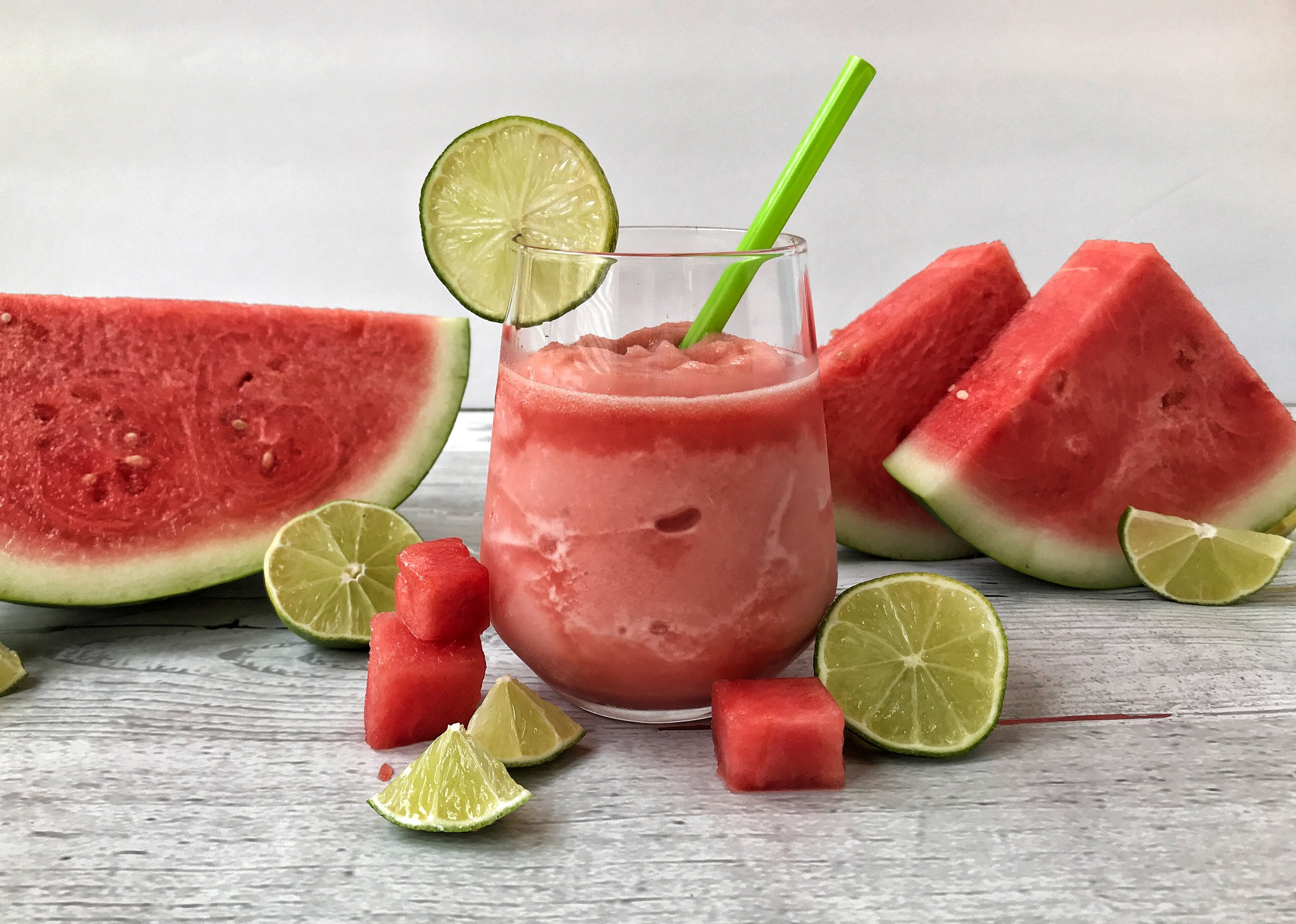 Refreshing watermelon daiquiri in glass