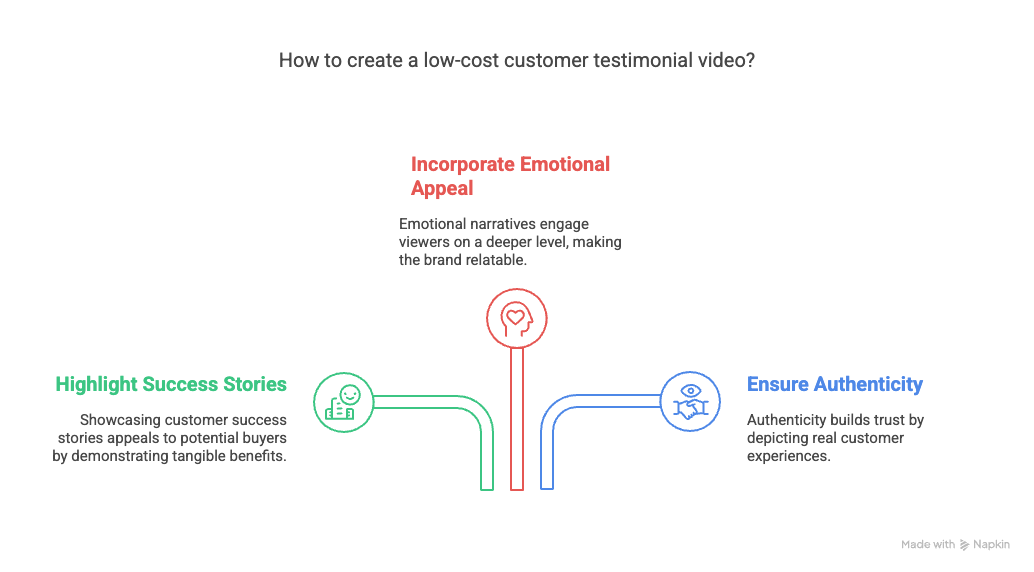 Infographic on steps to create a low-cost testimonial video