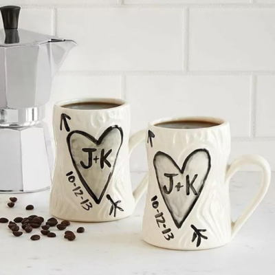 Faux Bois Porcelain Mugs