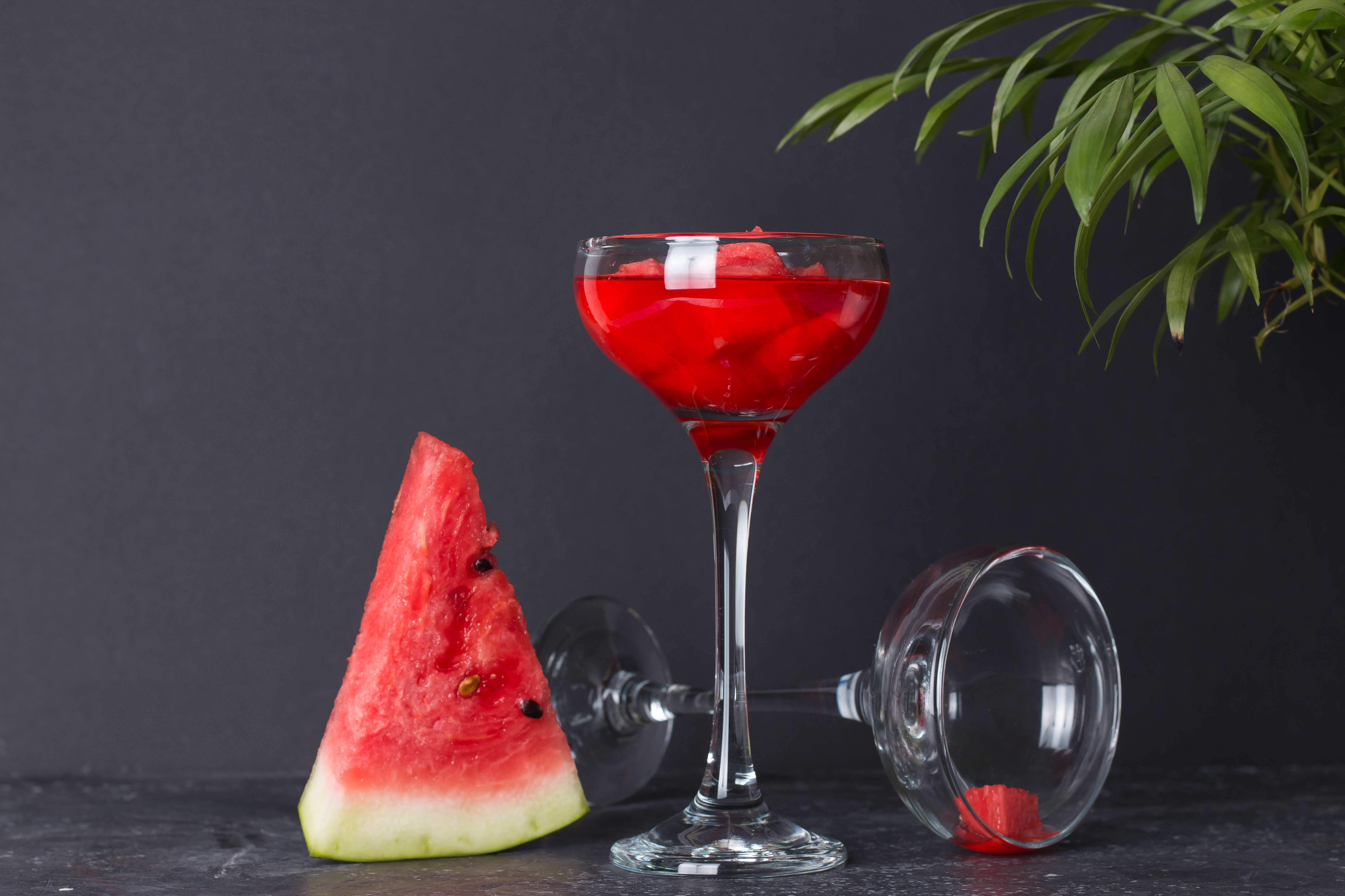 Vibrant watermelon martini with garnish