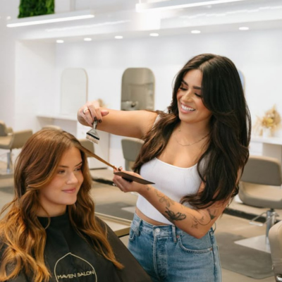 A beautiful lady taking salon session