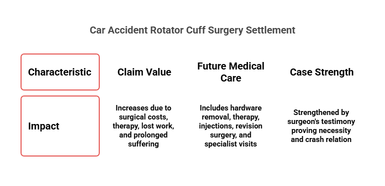 Infographic of Car Accident Rotator Cuff Surgery Settlement