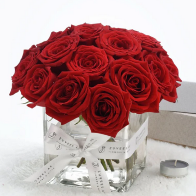 Red Elegance in Glass Vase