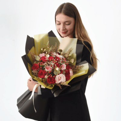 Lady holding a bouquet