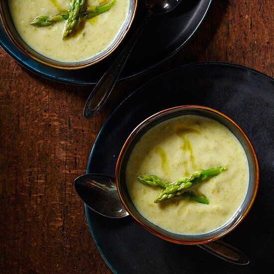 Two bowls of Garden-Fresh Asparagus Soup