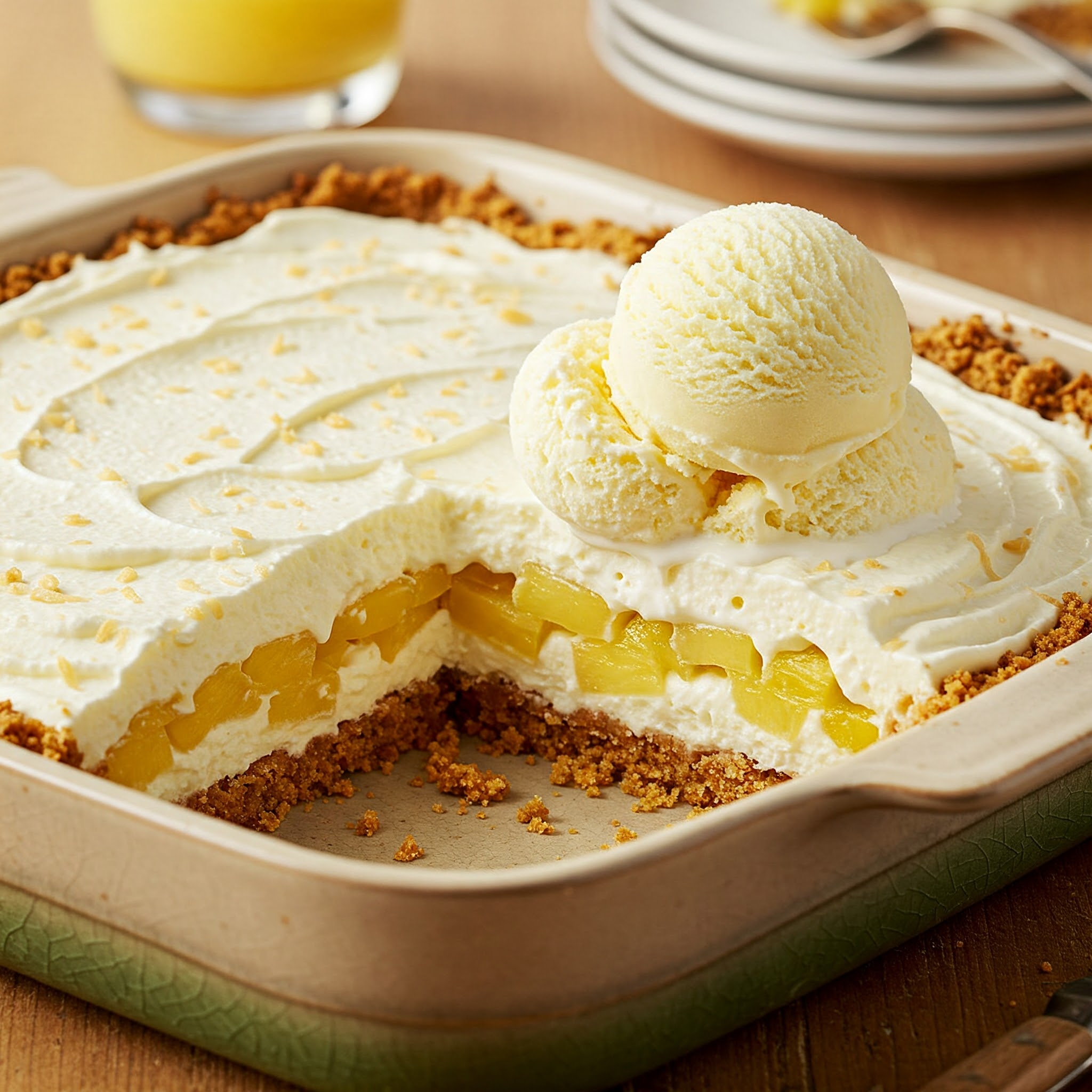 Piña colada lasagna