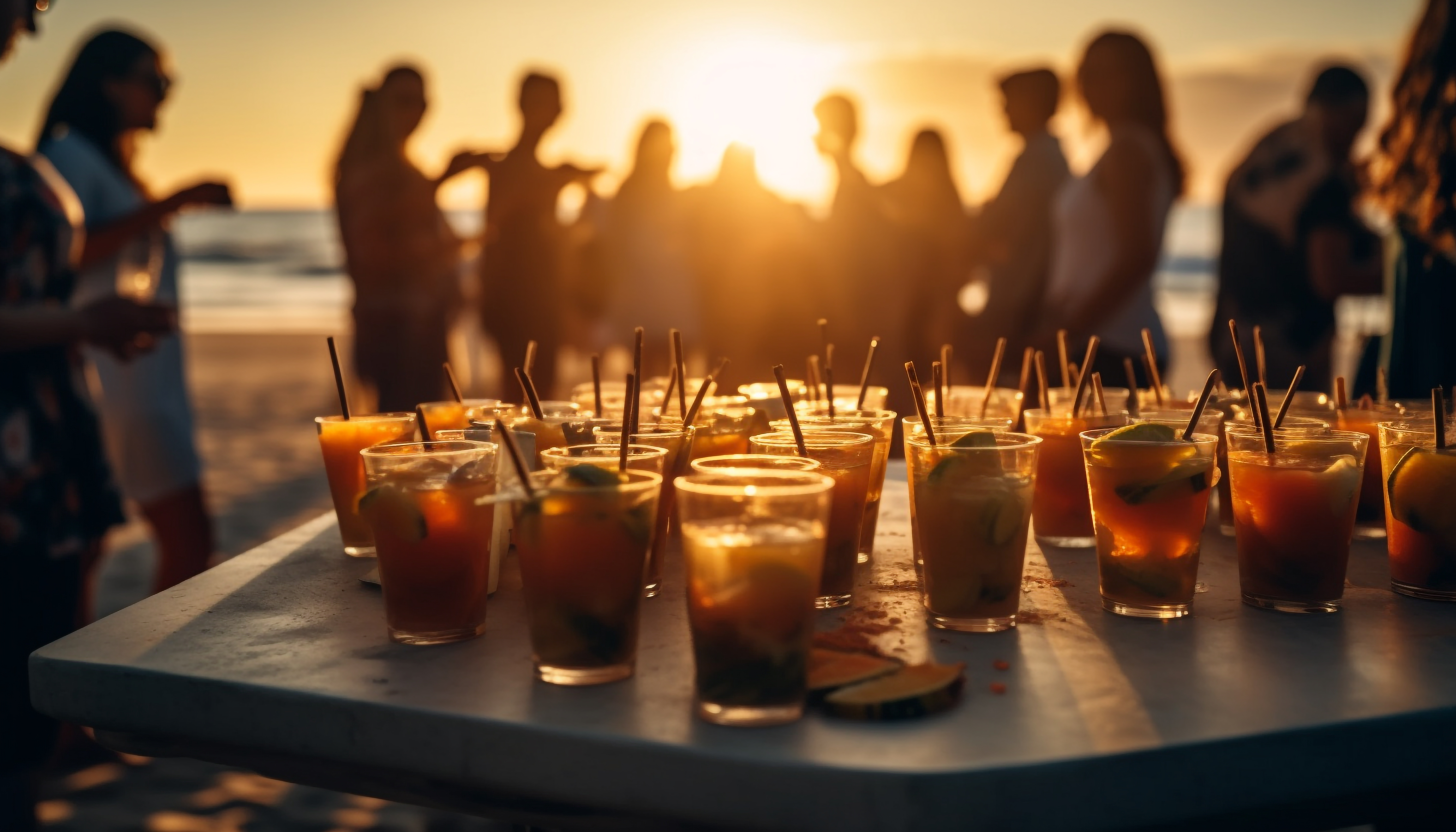 Assorted rum cocktails on display