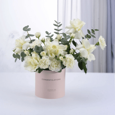 White flowers in a box