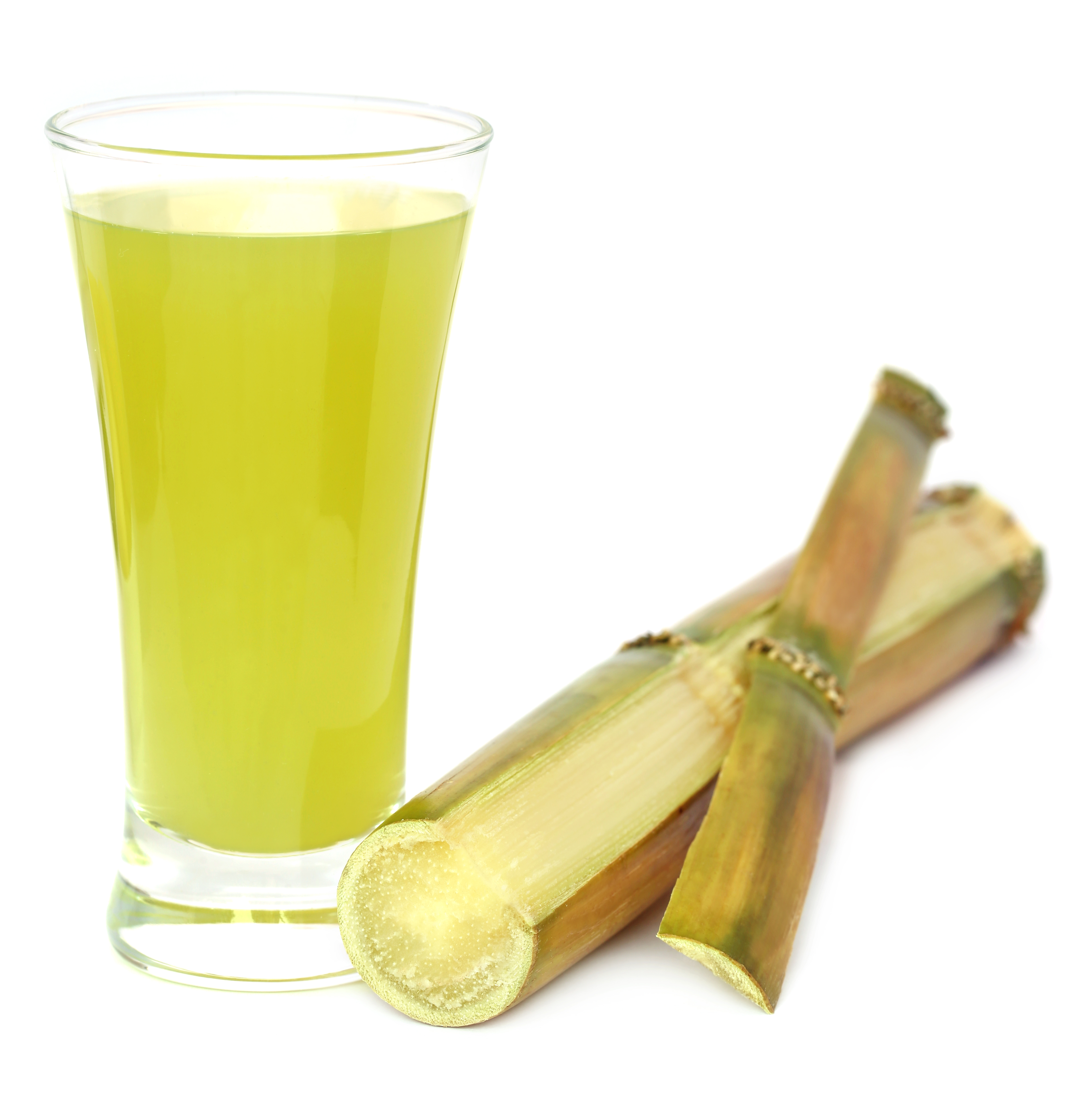 Sugarcane juice and sugarcane kept side by side 