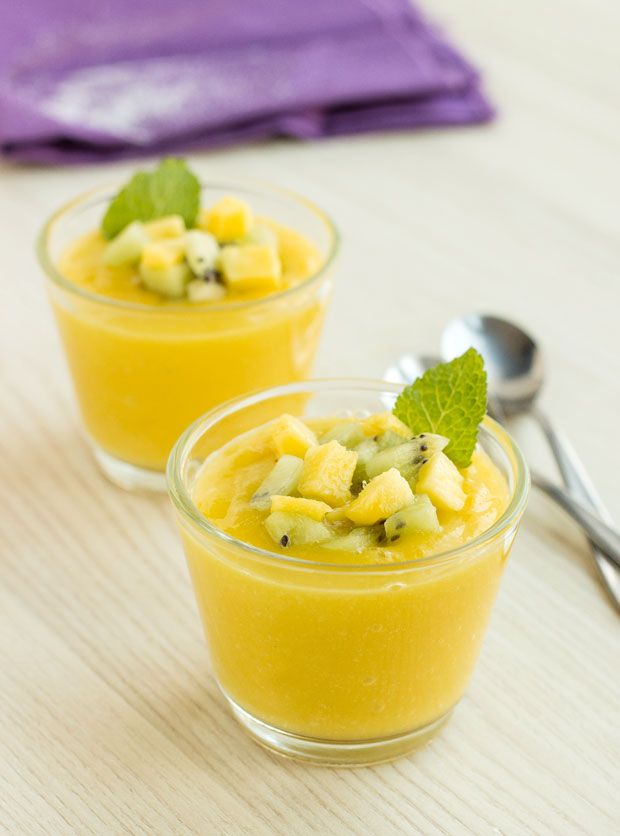 Two glasses of Mango & Mint Cold Soup