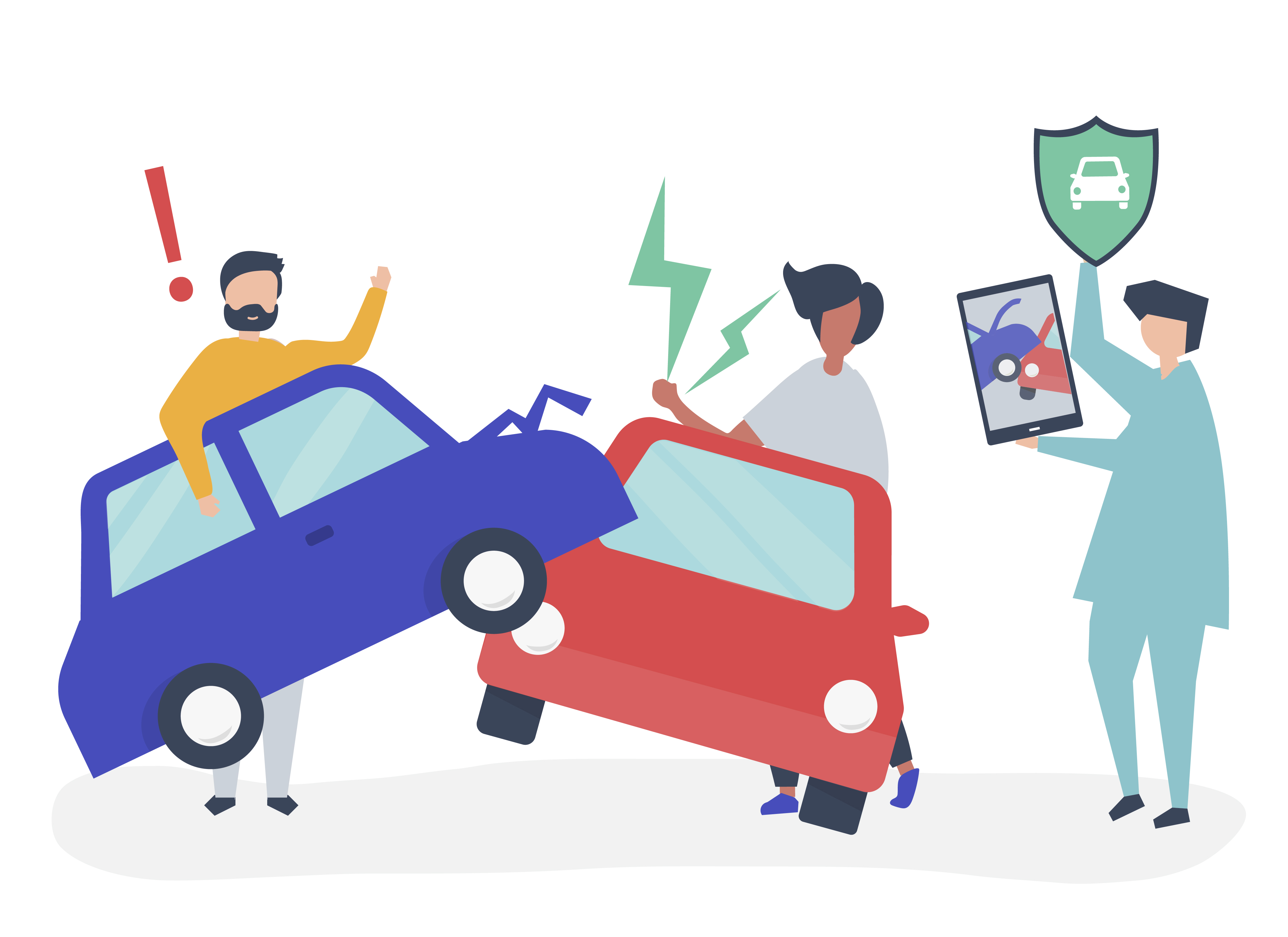 An insurance agent resolving a car accident