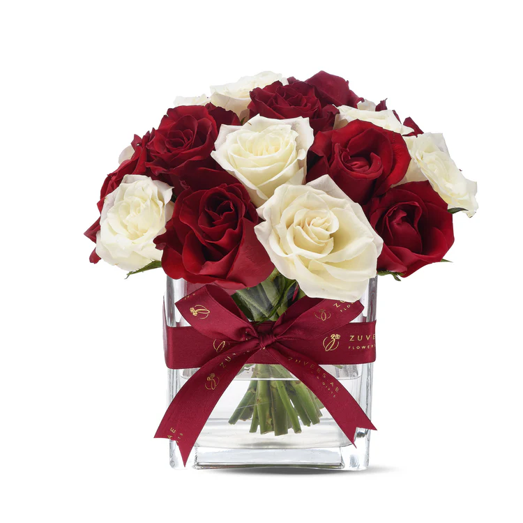 red and white glass vase