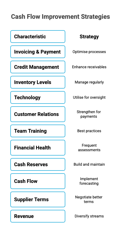 Infographic of 12 Cash Flow Improvement Strategies
