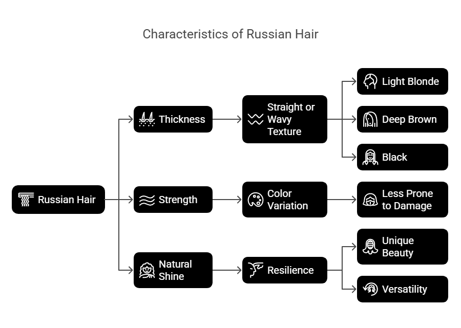Flowchart showing traits of Russian hair