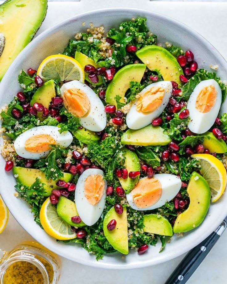 Quinoa salad with eggs and veggies
