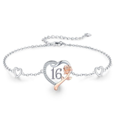 Personalised 16th Birthday Bracelet With Heart