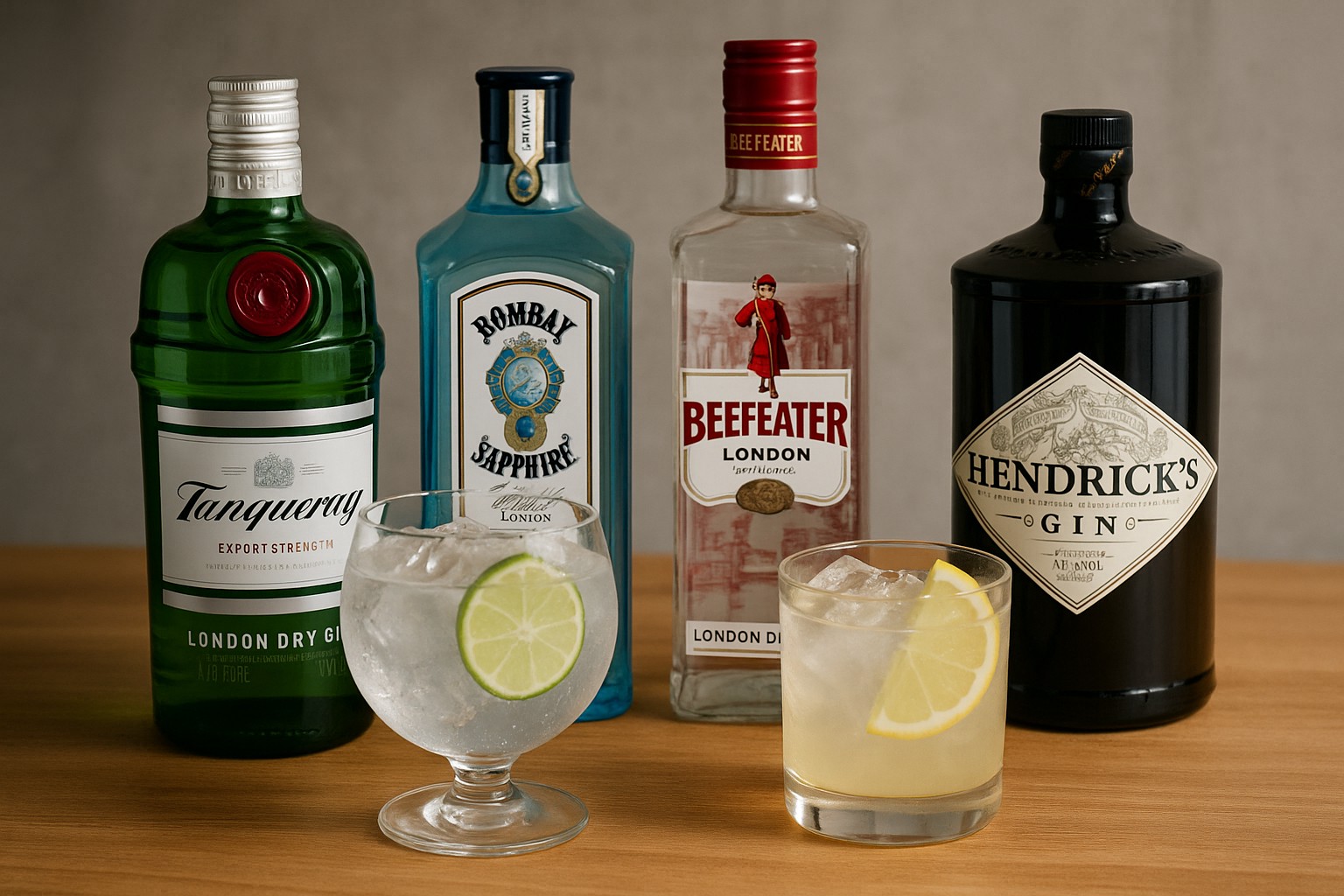bottles of gin