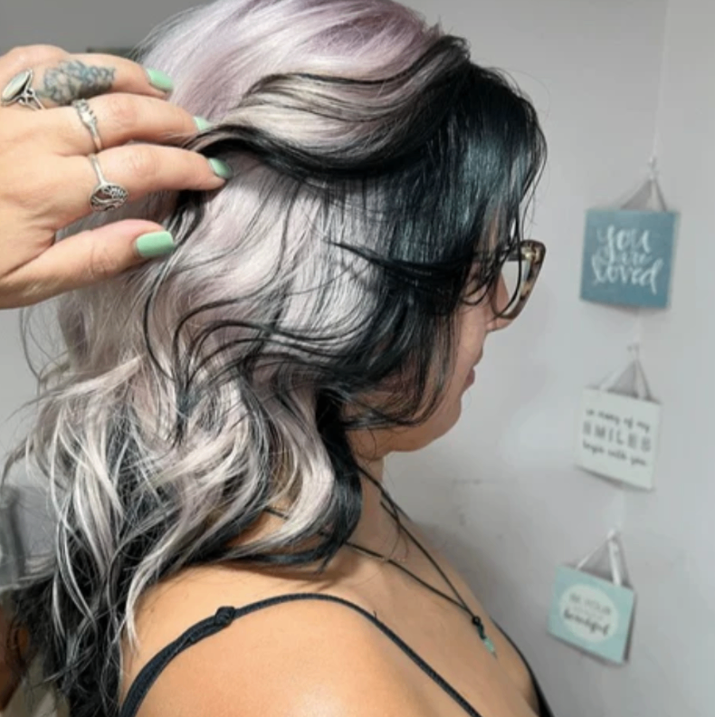 Woman with hair extensions